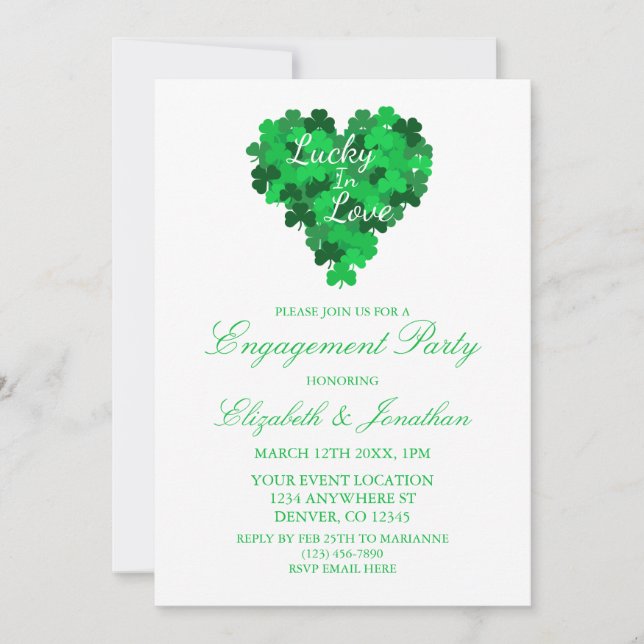 Lucky In Love Engagement Party Invitation (Front)
