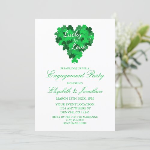 Lucky In Love Engagement Party Invitation