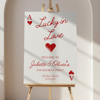 Lucky In Love Engagement Party Welcome Sign Templa