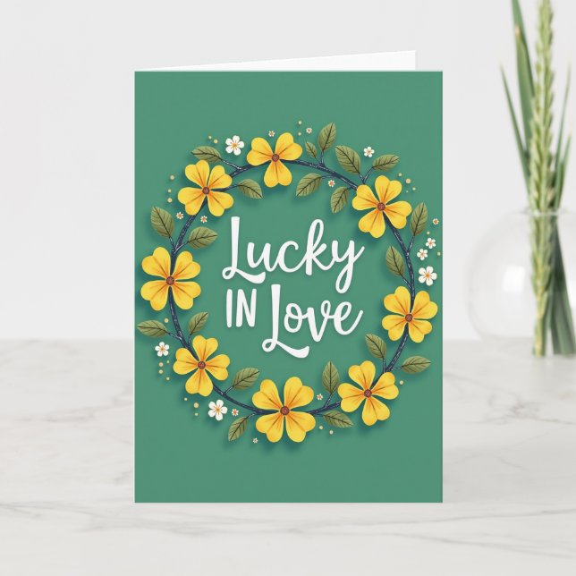 Lucky In Love Floral Card (Front)