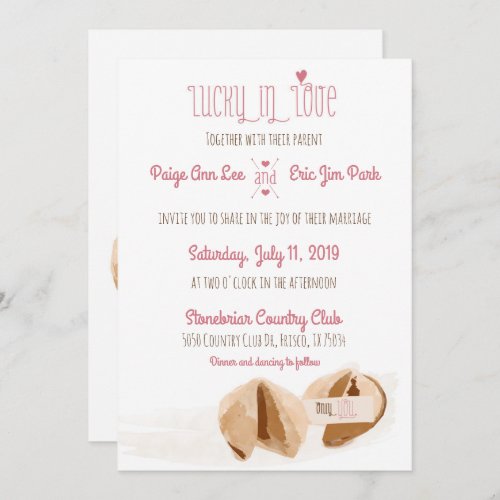 Lucky in Love Fortune cookies Wedding Invitation