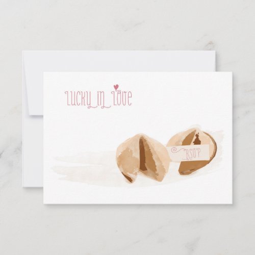 Lucky in Love Fortune cookies Wedding RSVP card