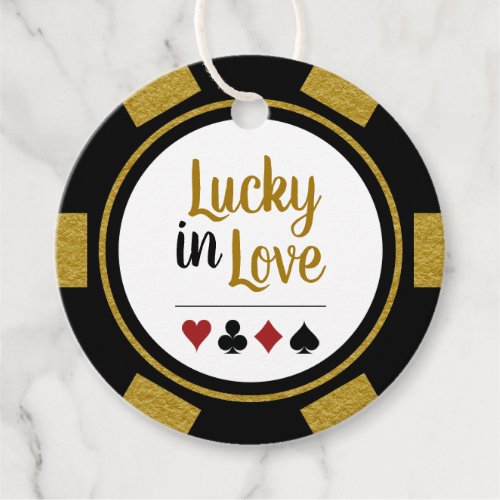 Lucky In Love Gold Black Poker Chip Wedding Favor Tags