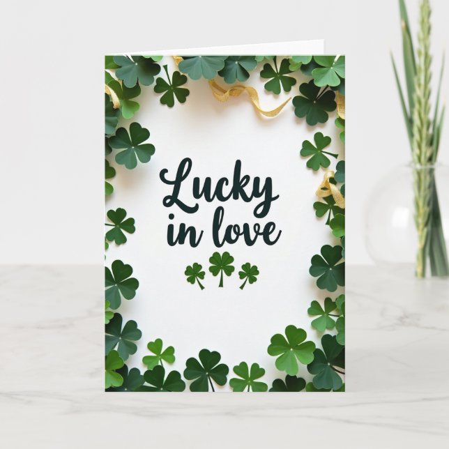 Lucky In Love Gold Ribbon Card (Front)