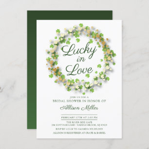 Lucky in Love Golden Shamrocks Bridal Shower Invitation
