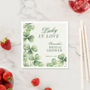 Lucky in Love Green Shamrock Bridal Shower  Napkins