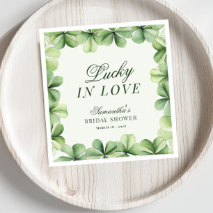Lucky in Love Green Shamrock Bridal Shower  Napkins