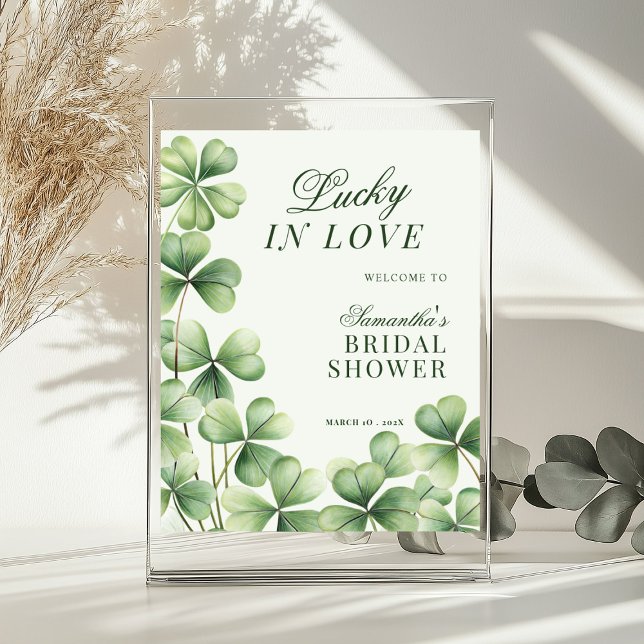 Lucky in Love Green Shamrock Bridal Shower Sign (Creator Uploaded)