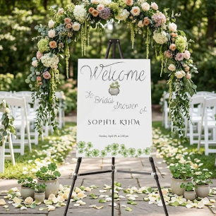 Lucky in Love Green Shamrock Wedding Welcome Sign