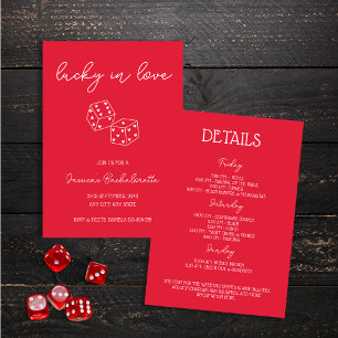 Lucky In Love Hand Drawn Red Bachelorette Weekend Invitation
