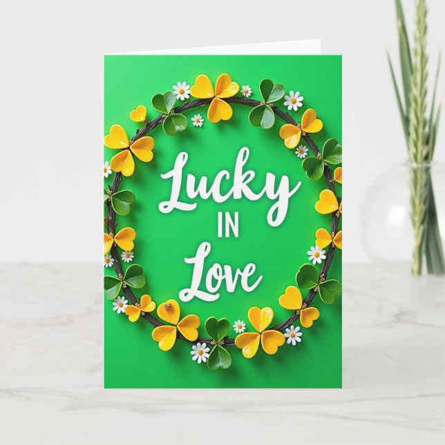 Lucky In Love Heart Clover Card (Front)