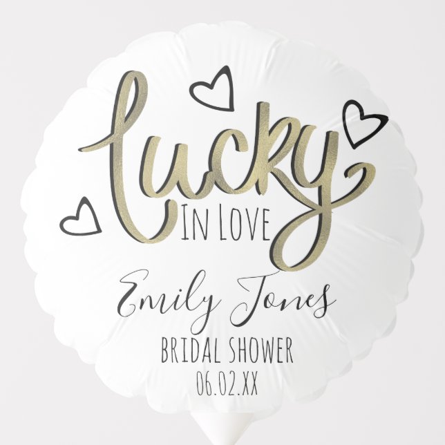 Lucky in Love Hearts Bridal Shower Balloon (Front)