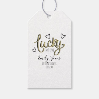 Lucky in Love Hearts Bridal Shower Gift Tags