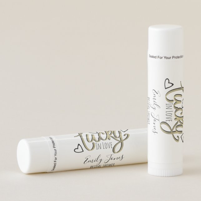 Lucky in Love Hearts Bridal Shower Lip Balm (Front)