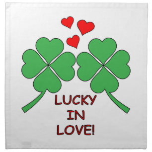 Lucky In Love Hearts Clover Cloth Napkin