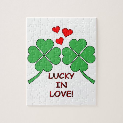 Lucky In Love Hearts Clover Jigsaw Puzzle