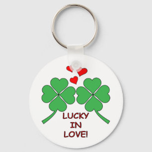 Lucky In Love Hearts Clover Keychain