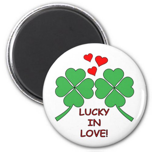 Lucky In Love Hearts Clover Magnet