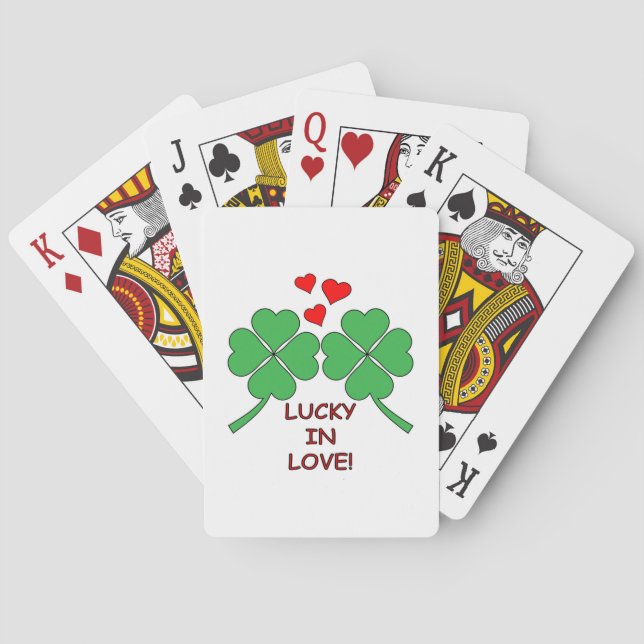 Lucky In Love Hearts Clover Poker Cards (Back)