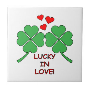 Lucky In Love Hearts Clover Tile
