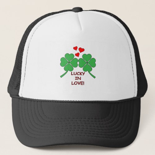 Lucky In Love Hearts Clover Trucker Hat