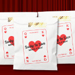 Lucky In Love Hearts Playing Card Couples Shower Favor Bag<br><div class="desc">Add a touch of elegance to your Las Vegas-themed couples bridal shower with our custom 'Lucky In Love' favor bags! Designed with the charm of playing cards and adorned with heart King and Queen symbols in vibrant red, white, and black, these bags are the perfect accent to your celebration. Personalize...</div>