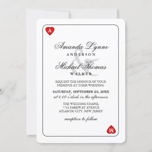 Lucky in Love _ Hearts Playing Card Wed Invitation