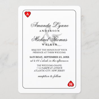 Lucky In Love - Hearts Playing Card Wed Invitation by juliea2010 at Zazzle