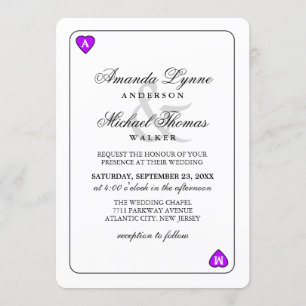 Lucky in Love - Hearts Playing Card Wed Invitation