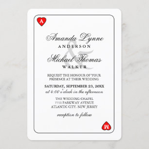 Lucky in Love - Hearts Playing Card Wed Invitation