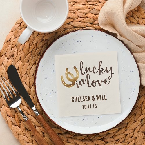 Lucky in Love Horseshoe Personalized Napkins