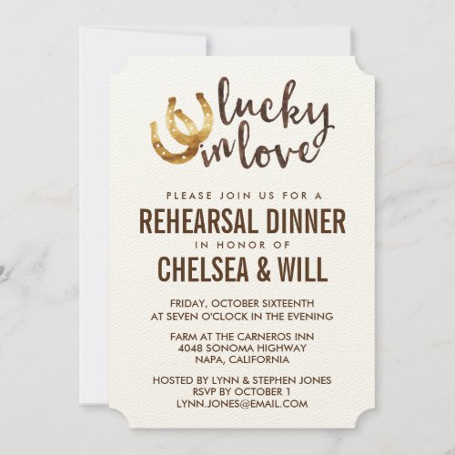 Lucky in Love Horseshoe Rehearsal Dinner Invitation