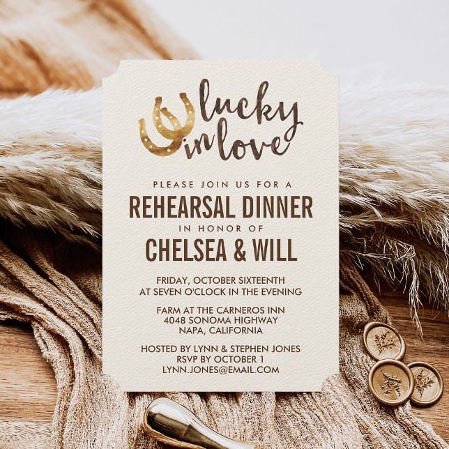 Lucky in Love Horseshoe Rehearsal Dinner Invitation (Creator Uploaded)