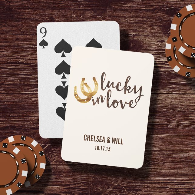 Lucky in Love Horseshoe Wedding Favor Poker Cards (Creator Uploaded)