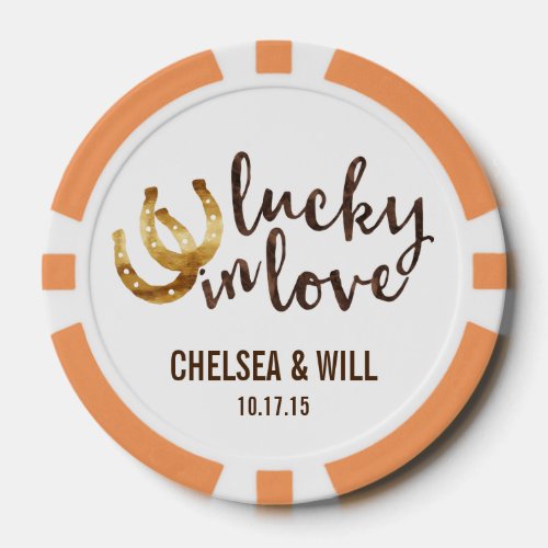 Lucky in Love Horseshoe Wedding Favor Poker Chips
