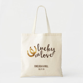 Lucky In Love Gifts On Zazzle Lucky In Love Horseshoe Wedding Favor Tote Bag