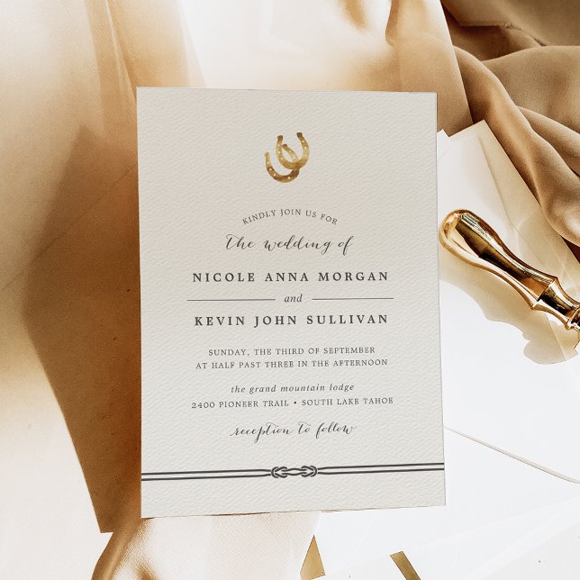 Lucky in Love | Horseshoe Wedding Invitation (Creator Uploaded)