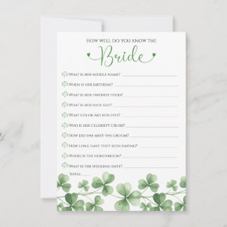 Lucky in Love How Well Do You Know the Bride Game Invitation