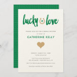 Lucky In Love Irish Horseshoe Bridal Shower Green Invitation at Zazzle