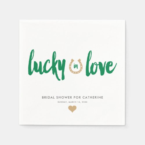 Lucky in Love Irish Horseshoe Bridal Shower Green  Napkins