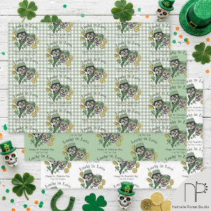 Lucky in Love Irish Skull Wrapping Paper Sheets