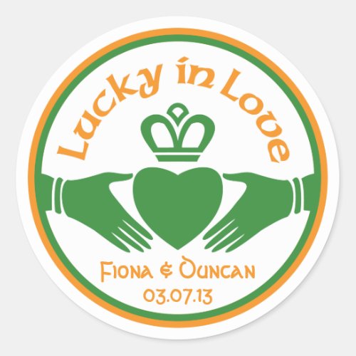 Lucky in Love Irish St Patricks Day Wedding Classic Round Sticker