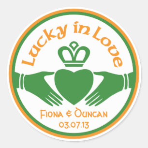Lucky in Love Irish St Patricks Day Wedding Classic Round Sticker