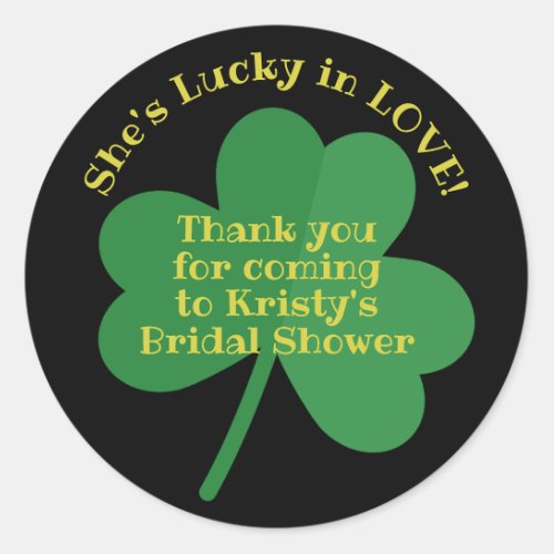 Lucky in Love Irish Themed Bridal Shower Classic Round Sticker