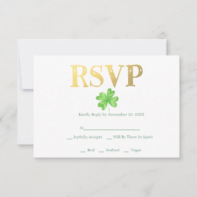 Lucky in Love | Irish Wedding RSVP Card (Front)