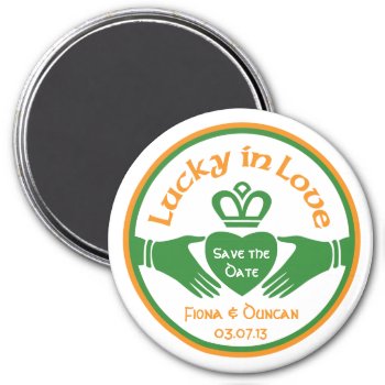 Lucky In Love Irish Wedding Save The Date Magnet by wasootch at Zazzle