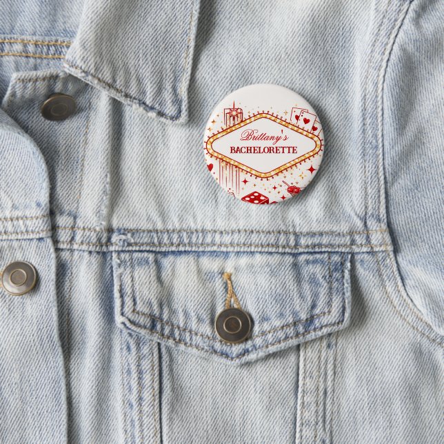 Lucky in Love Las Vegas Bachelorette Casino Party Button (In Situ)
