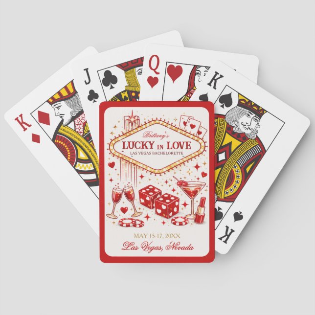 Lucky in Love Las Vegas Bachelorette Casino Party Poker Cards (Back)