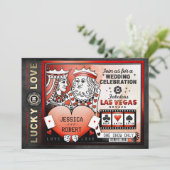Lucky in Love Las Vegas Red Black Wedding Invite (Standing Front)