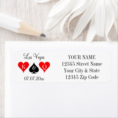 Lucky in love Las Vegas theme marriage address Label